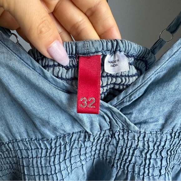 *SOLD* H&M Chambray Denim Baby Doll Smocked Dress in Blue - Picture 7 of 7